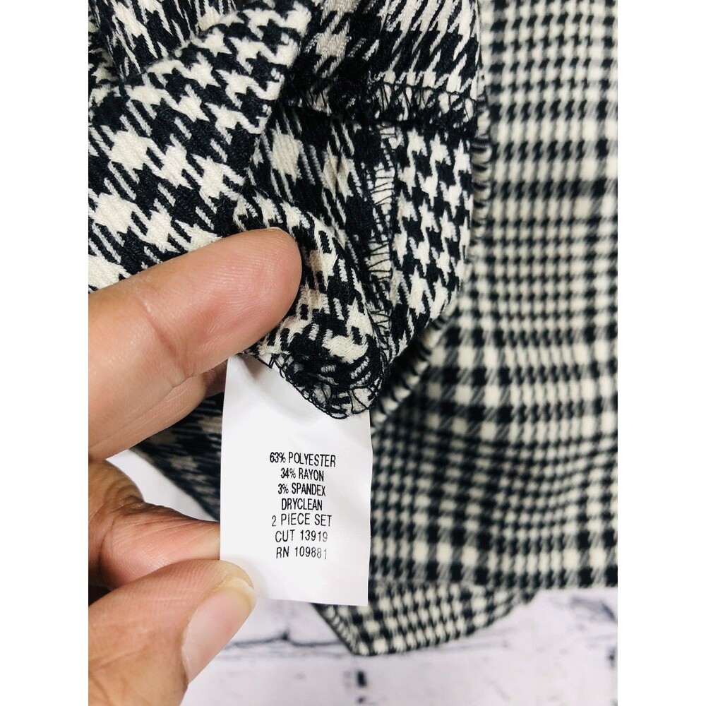 Signature Robbie Bee Women's Houndstooth Plaid Top Single Button B&W 14W - Picture 6 of 6
